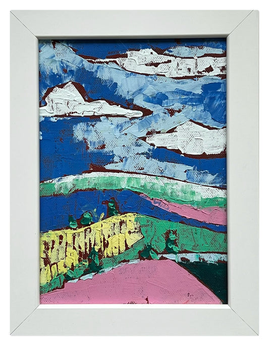 Distant mustard fields - 5"x7"