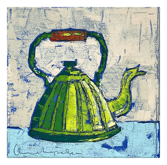 Lime green kettle - 6"x6"