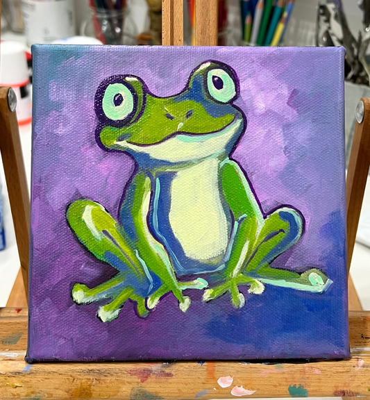 Cute Green Frog - 6"x6"