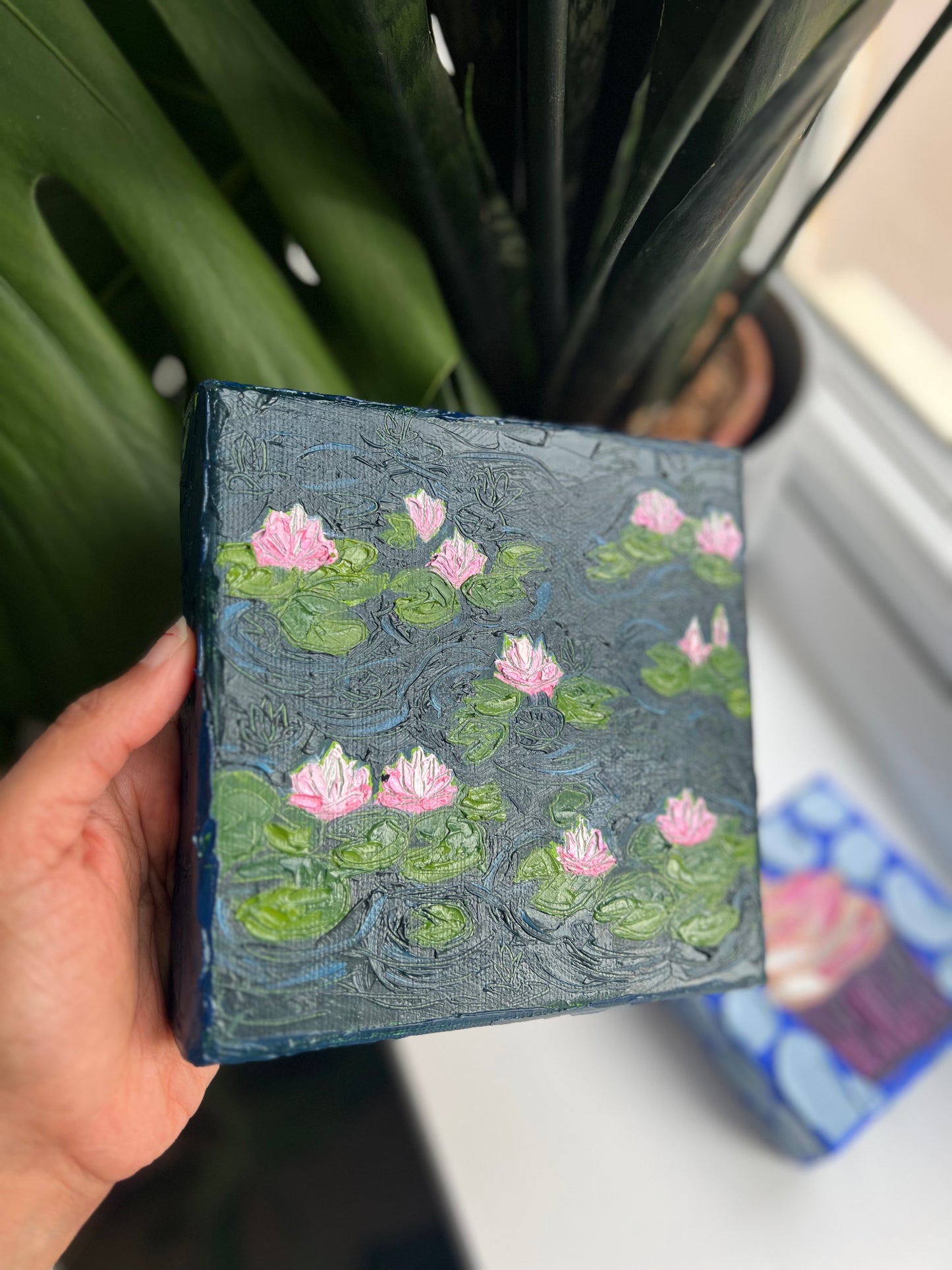 Pink water lilies - 6" x 6"