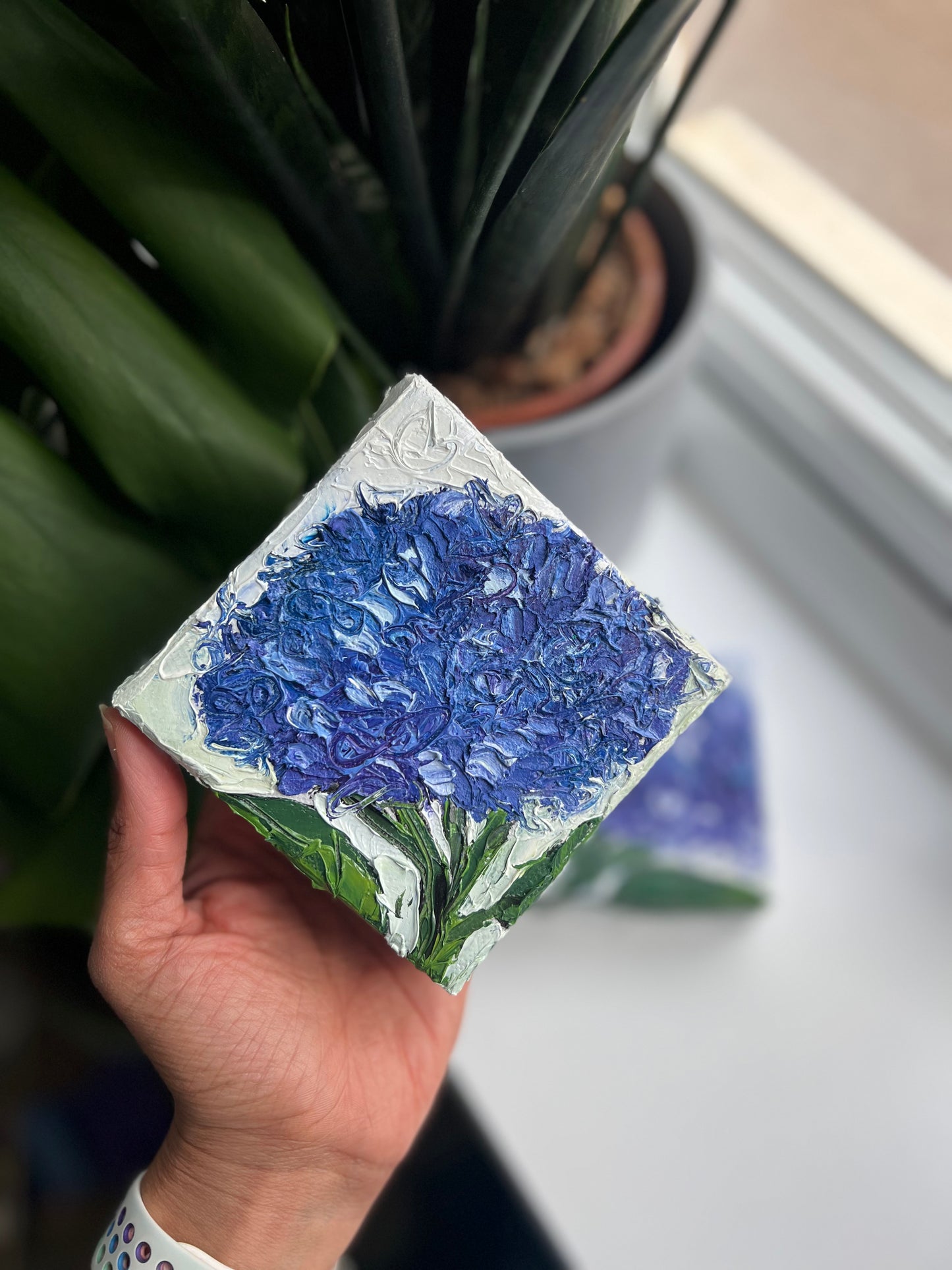 Blue Hydrangea (mini 2) - 4" x 4"